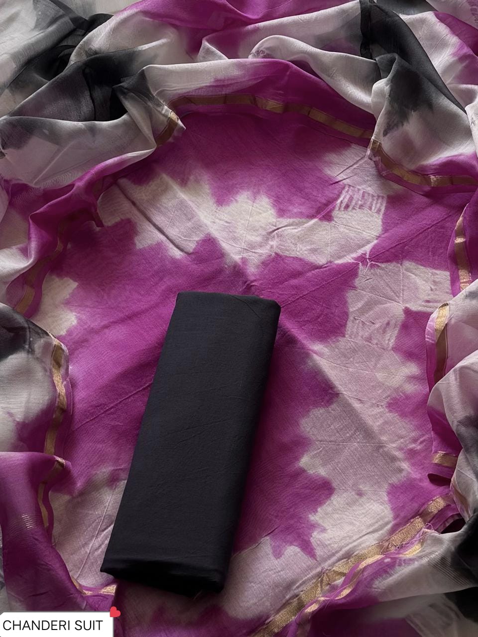 ELEGANT HAND BLOCK PRINT CHANDERI SILK SUIT SET 41