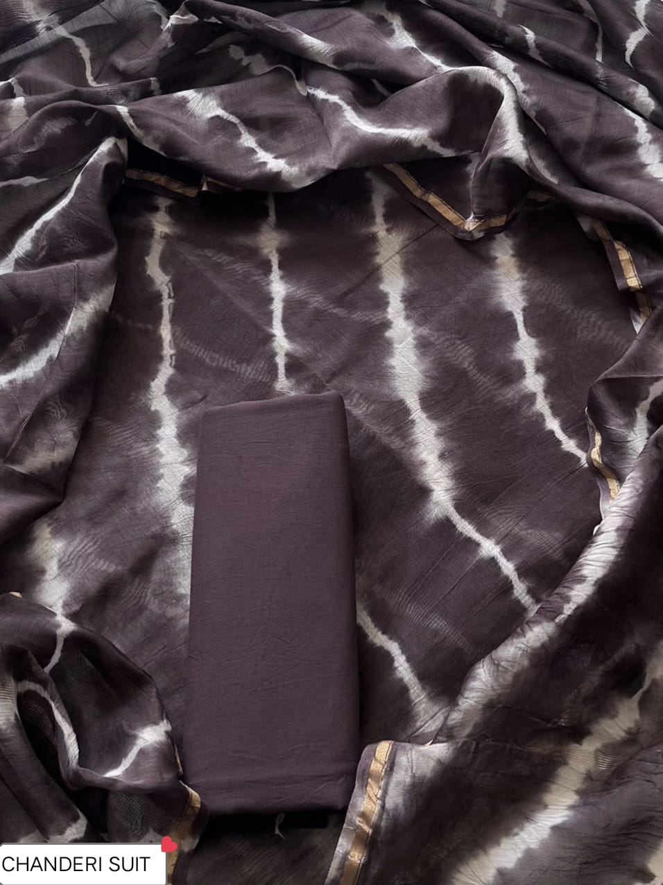 EXCLUSIVE ELEGANT HAND BLOCK PRINT CHANDERI SILK SUIT SET 42