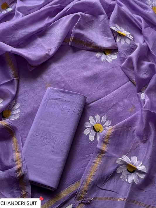 CHANDERI SILK SUIT WITH CHANDERI SILK DUPATTA