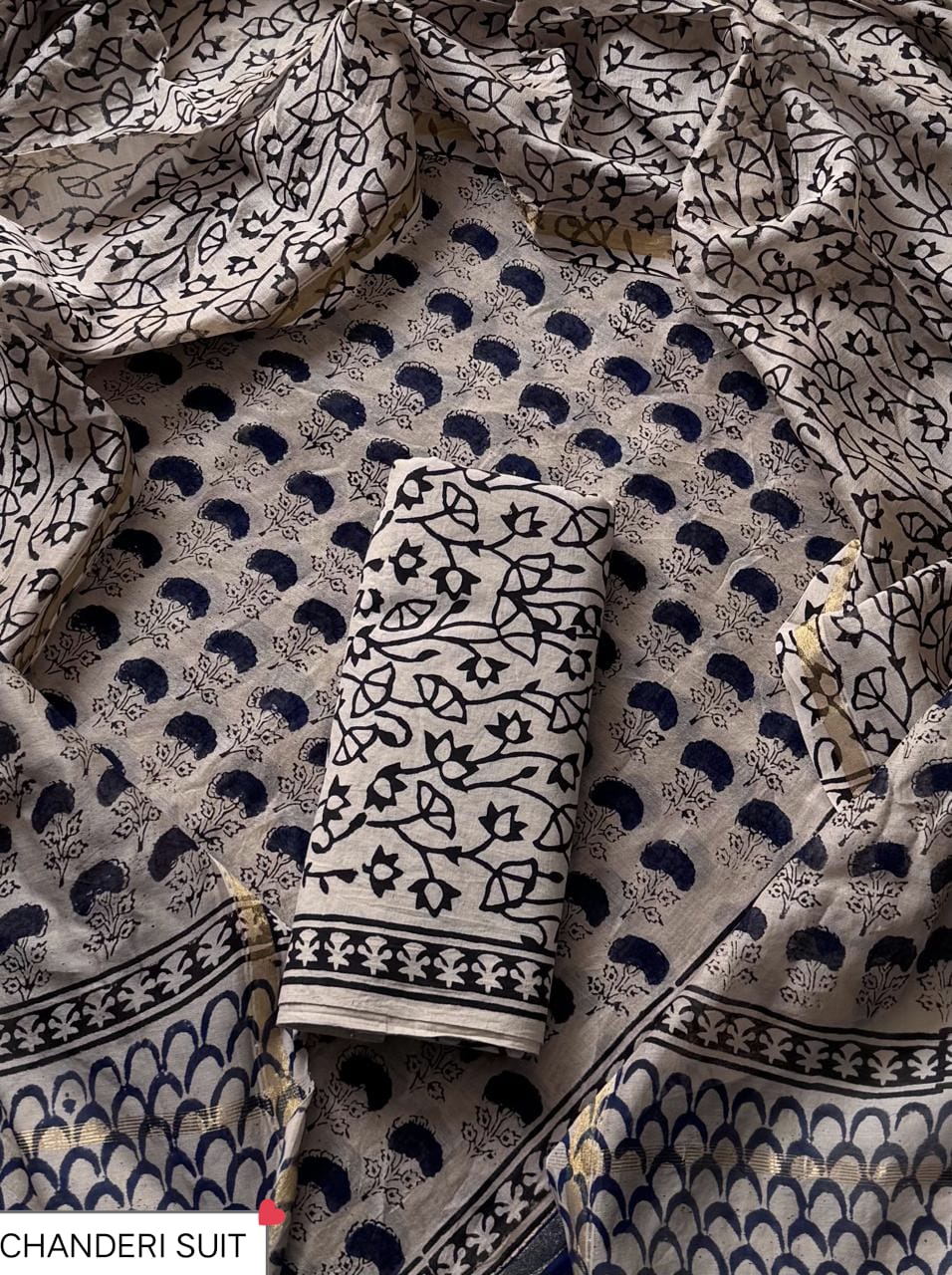 CHANDERI SILK SUIT WITH CHANDERI SILK DUPATTA