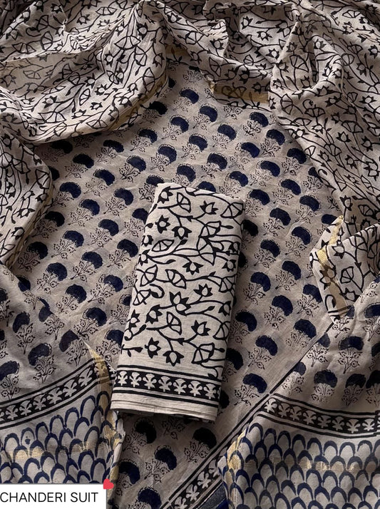 CHANDERI SILK SUIT WITH CHANDERI SILK DUPATTA