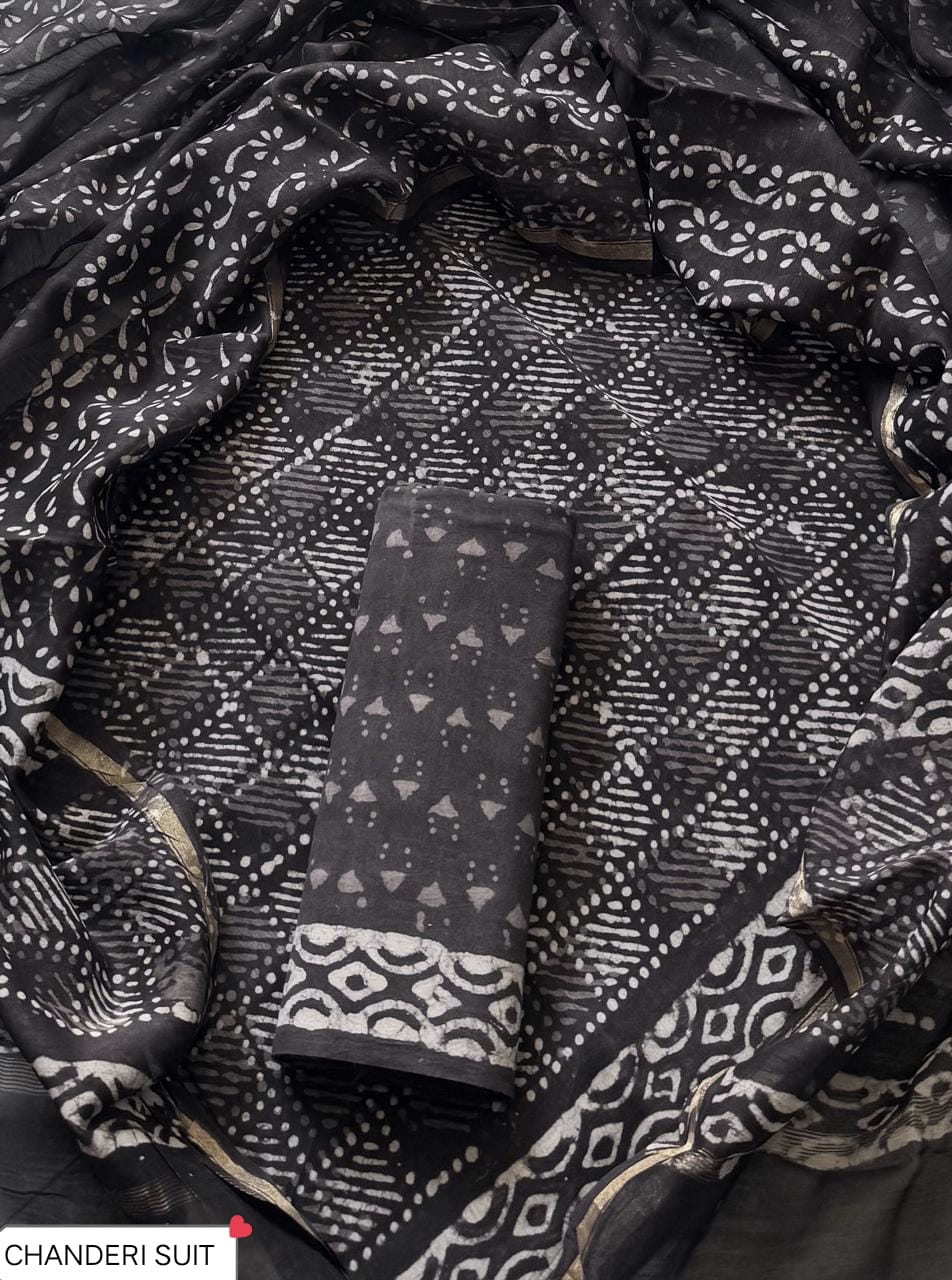 CHANDERI SILK SUIT WITH CHANDERI SILK DUPATTA