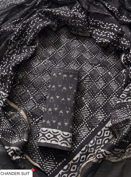 CHANDERI SILK SUIT WITH CHANDERI SILK DUPATTA