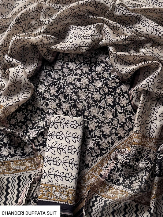 CHANDERI SILK SUIT WITH CHANDERI SILK DUPATTA