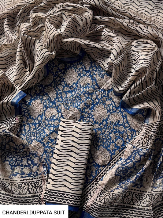 CHANDERI SILK SUIT WITH CHANDERI SILK DUPATTA