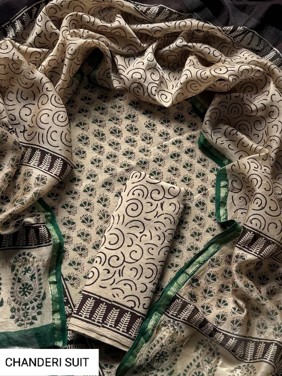 CHANDERI SILK SUIT WITH CHANDERI SILK DUPATTA