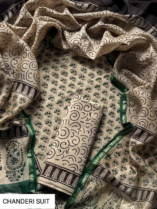 CHANDERI SILK SUIT WITH CHANDERI SILK DUPATTA