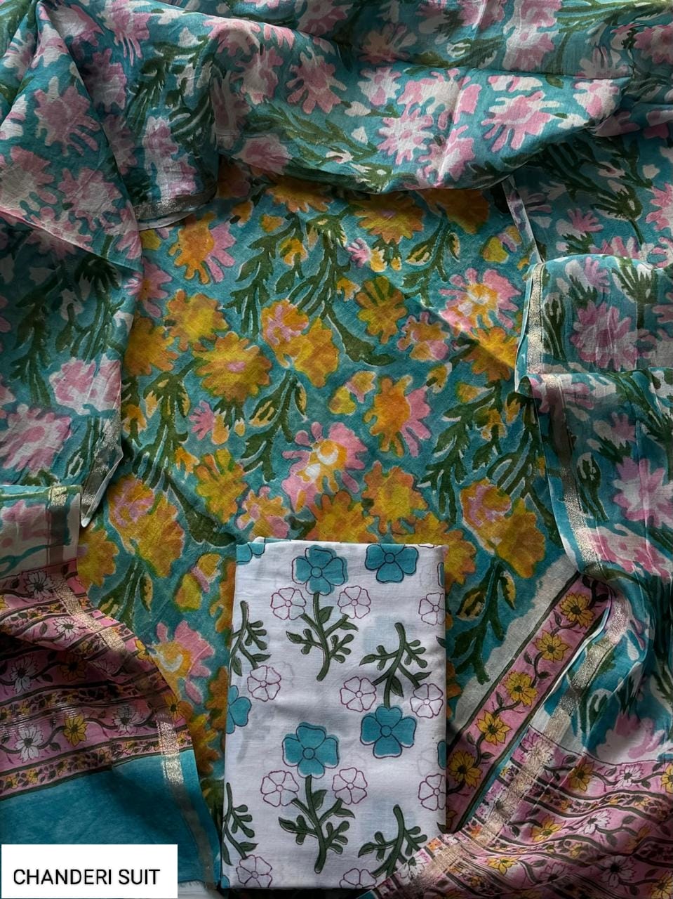 CHANDERI SILK SUIT WITH CHANDERI SILK DUPATTA