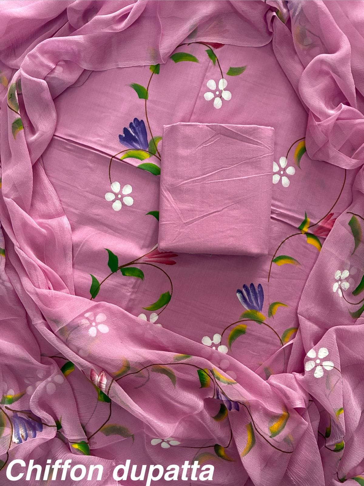 JAAL HAND BLOCK PRINT COTTON SUIT SET WITH CHIFFON DUPATTA(WACFCOTMU33)