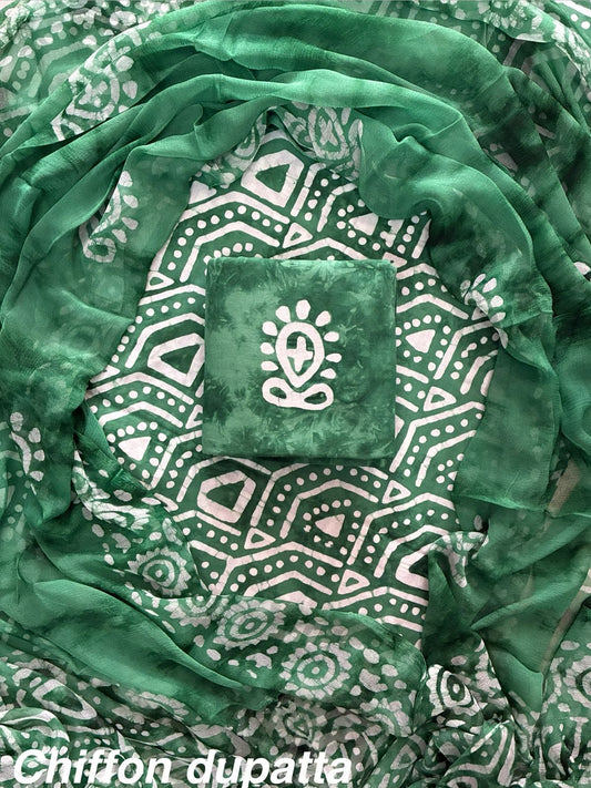 JAAL HAND BLOCK PRINT COTTON SUIT SET WITH CHIFFON DUPATTA(WACFCOTMU140)