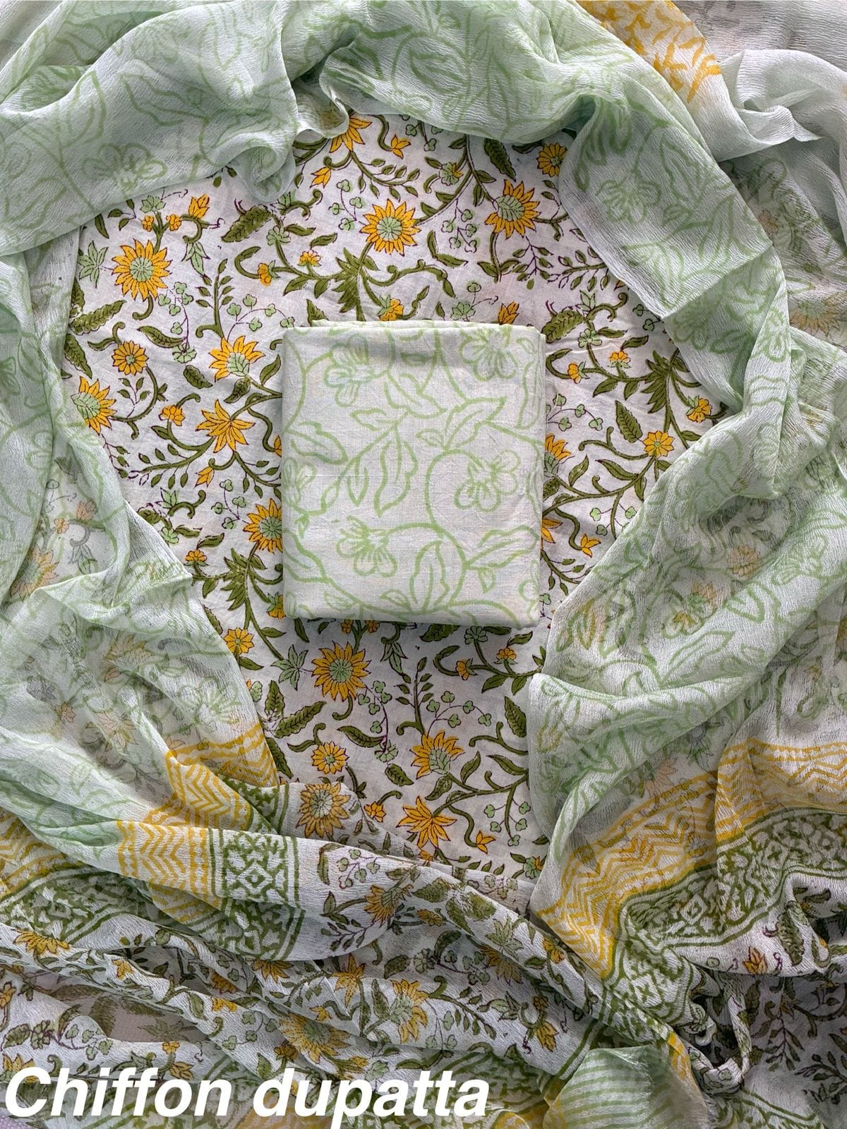 JAAL HAND BLOCK PRINT COTTON SUIT SET WITH CHIFFON DUPATTA(WACFCOTMU126)