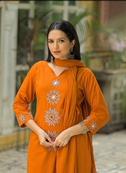Pink Embroidered Kurta Set with Dupatta (SWDH01)