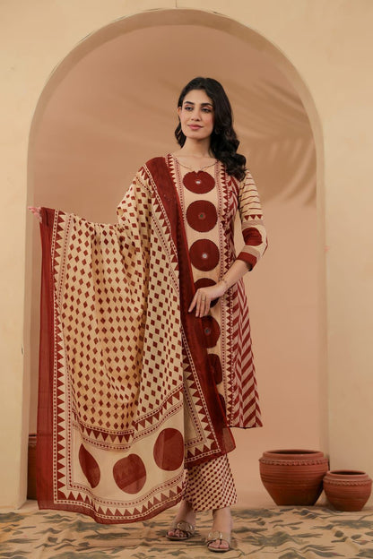 New In Ajrakh Cotton Suit Set  Crafted in 100% pure cotton (RD01)
