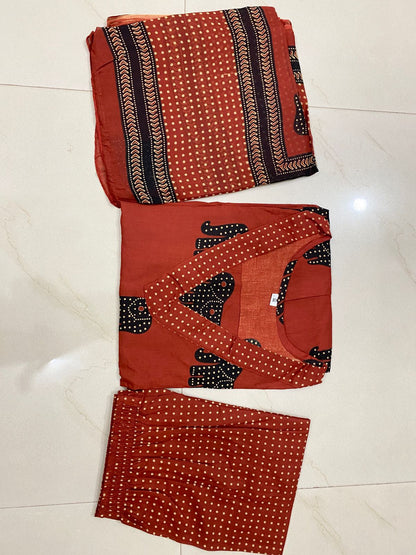 New stylish and affordable beautiful look start a-line set with beautiful elephant print and fabric pure Cotton💃💃 (SWSK04)