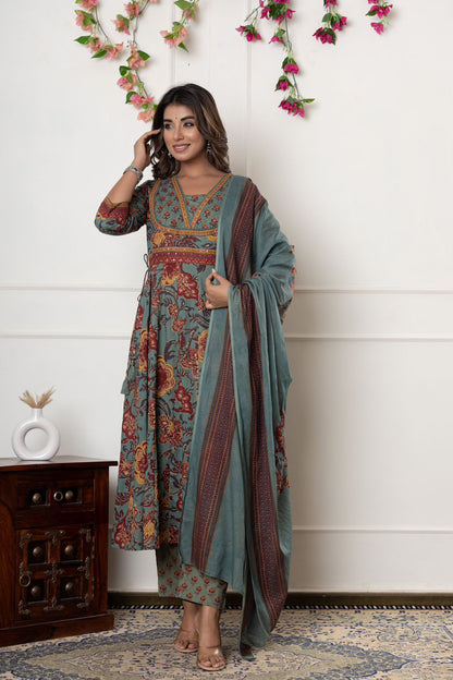 New stylish and affordable beautiful anarkali set with beautiful print and fabric pure Cotton💃💃(SWSK15)