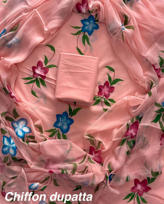 JAAL HAND BLOCK PRINT COTTON SUIT SET WITH CHIFFON DUPATTA(WACFCOTMU31)