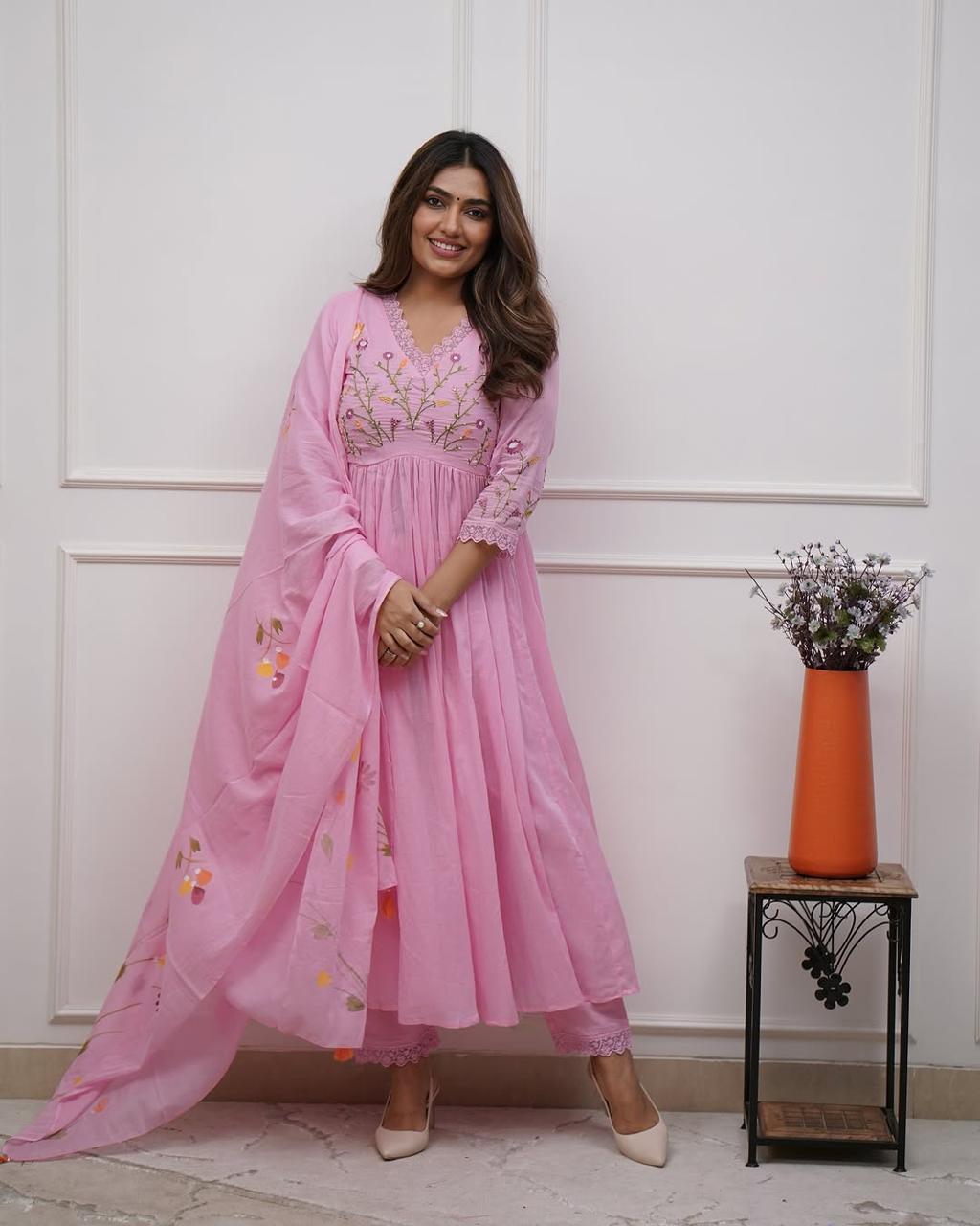 we have included a beautifully cotton malmal printed dupatta Upgrade your wardrobe with this stunning ensemble and step out in style! (SWSK21)