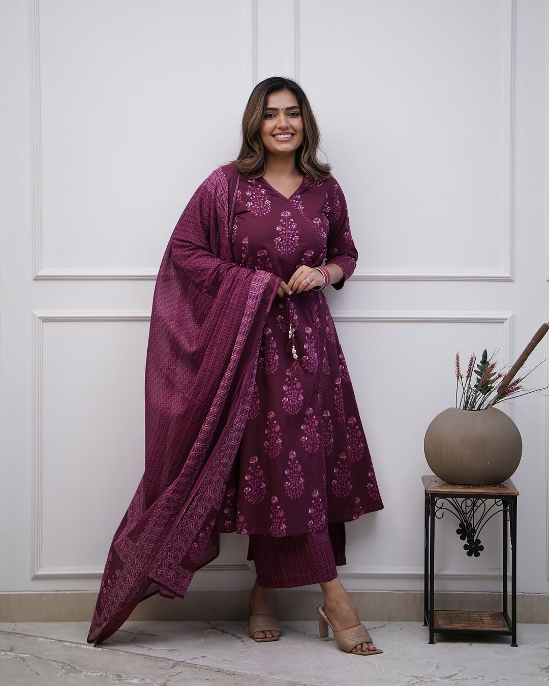 💃Walk Gracefully in our new cotton Angrakha Style Anarkali Dupatta set For All sessions.🌸 (SWSK26)