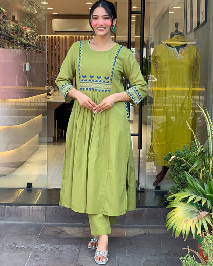 💃 Beautiful Pure Cotton Fabric Kurti Pant set special for festivals ☺️ 🫶🏻💃 (SWSK34)