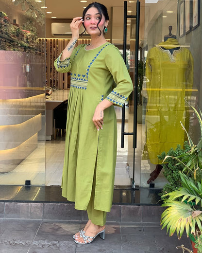 💃 Beautiful Pure Cotton Fabric Kurti Pant set special for festivals ☺️ 🫶🏻💃 (SWSK34)