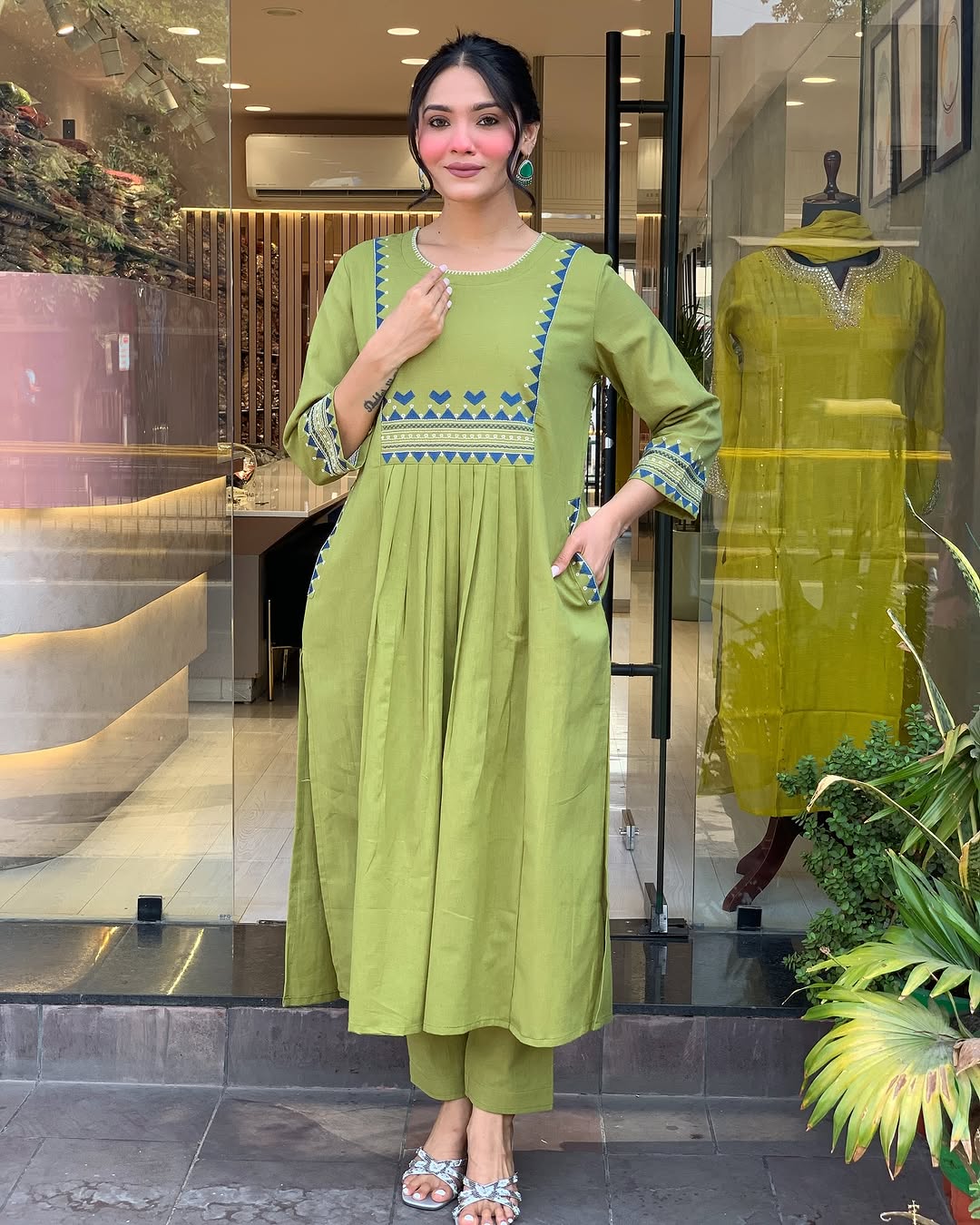 💃 Beautiful Pure Cotton Fabric Kurti Pant set special for festivals ☺️ 🫶🏻💃 (SWSK34)