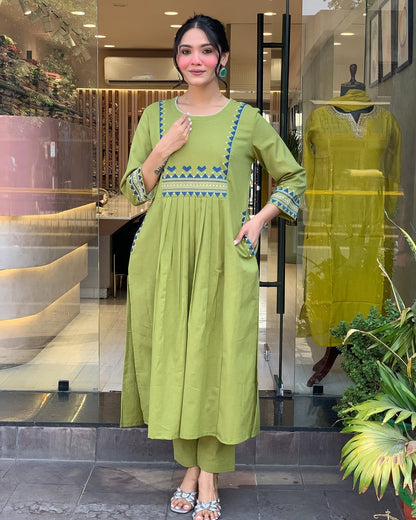 💃 Beautiful Pure Cotton Fabric Kurti Pant set special for festivals ☺️ 🫶🏻💃 (SWSK34)