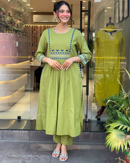 💃 Beautiful Pure Cotton Fabric Kurti Pant set special for festivals ☺️ 🫶🏻💃 (SWSK34)