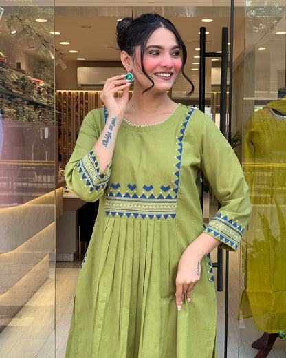 💃 Beautiful Pure Cotton Fabric Kurti Pant set special for festivals ☺️ 🫶🏻💃 (SWSK34)