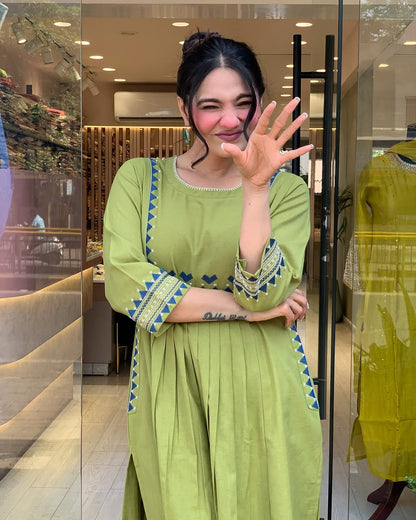 💃 Beautiful Pure Cotton Fabric Kurti Pant set special for festivals ☺️ 🫶🏻💃 (SWSK34)