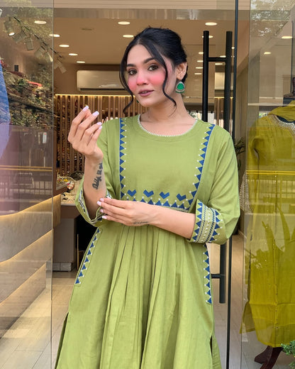 💃 Beautiful Pure Cotton Fabric Kurti Pant set special for festivals ☺️ 🫶🏻💃 (SWSK34)