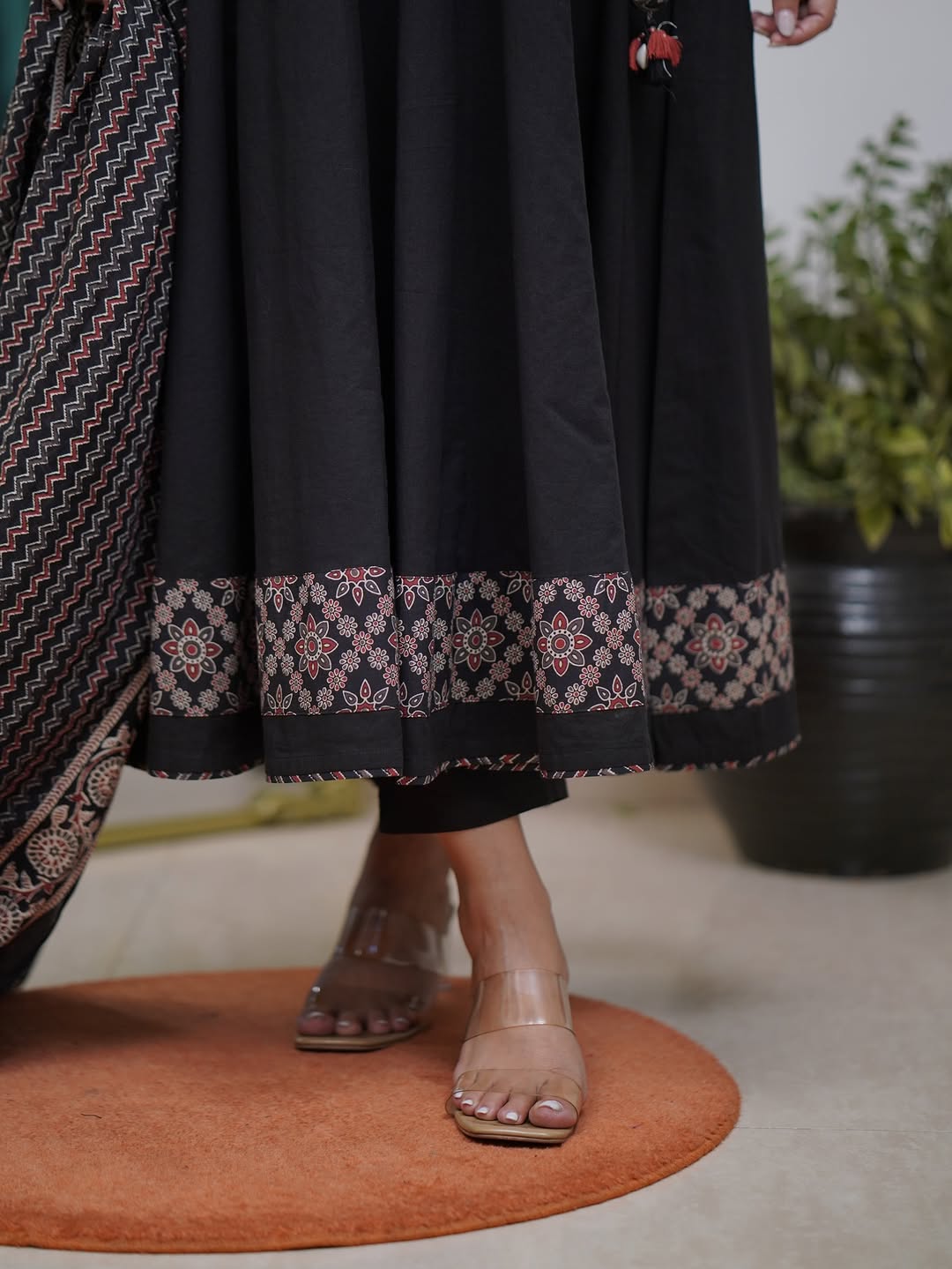 Ajrakh-Inspired Anarkali Set with Printed Dupatta  (RD031)