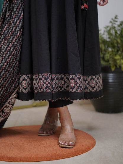 Ajrakh-Inspired Anarkali Set with Printed Dupatta  (RD031)