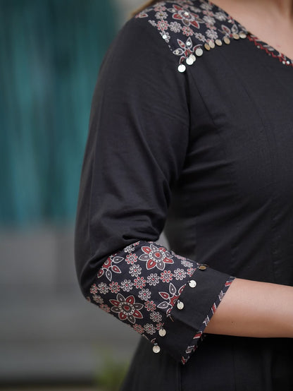 Ajrakh-Inspired Anarkali Set with Printed Dupatta  (RD031)