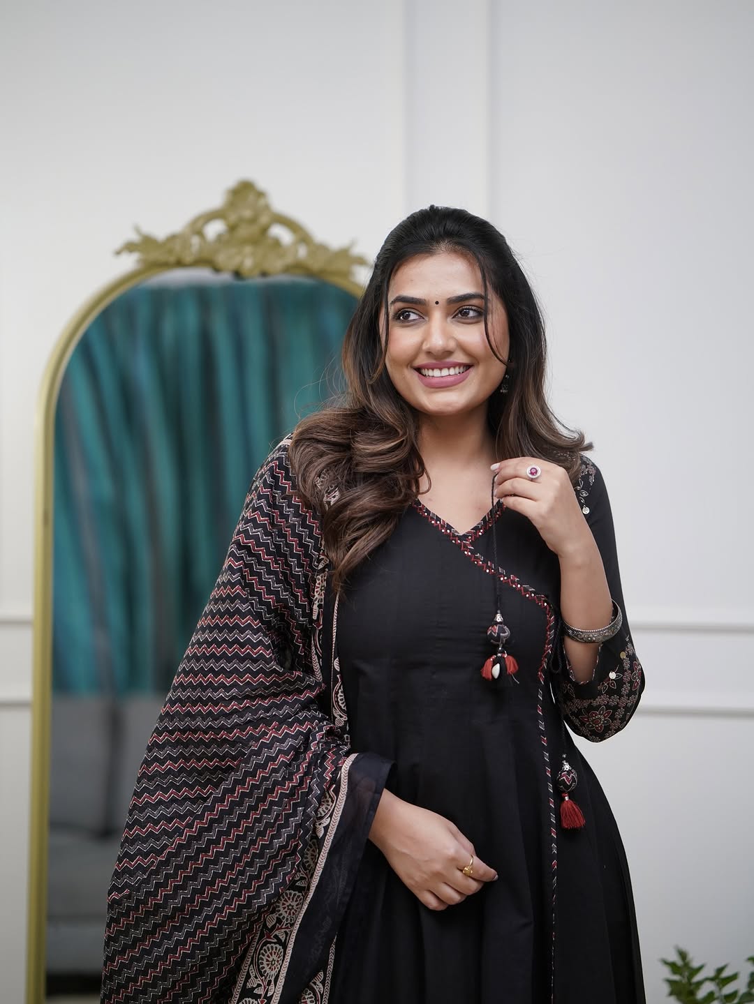 Ajrakh-Inspired Anarkali Set with Printed Dupatta  (RD031)