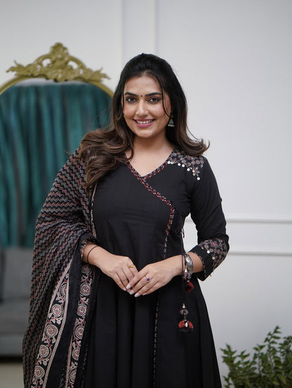 Ajrakh-Inspired Anarkali Set with Printed Dupatta  (RD031)