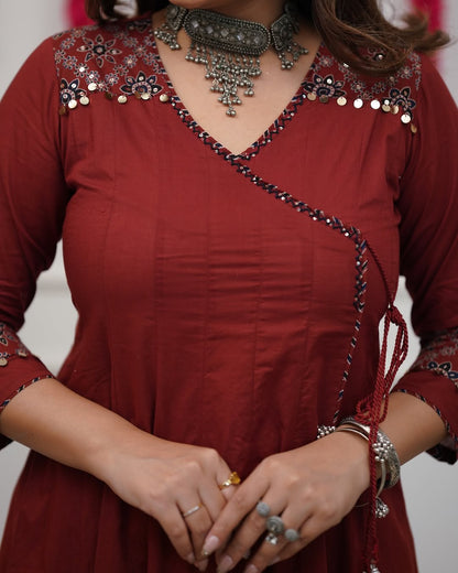 Ajrakh-Inspired Anarkali Set with Printed Dupatta  (RD031)