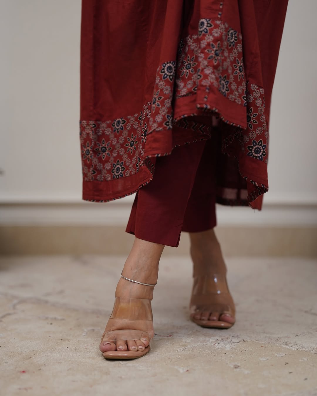 Ajrakh-Inspired Anarkali Set with Printed Dupatta  (RD031)