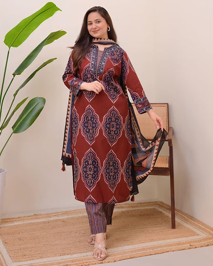 Traditional Printed Kurta Set for Women with Designer Dupatta(SWSK38)