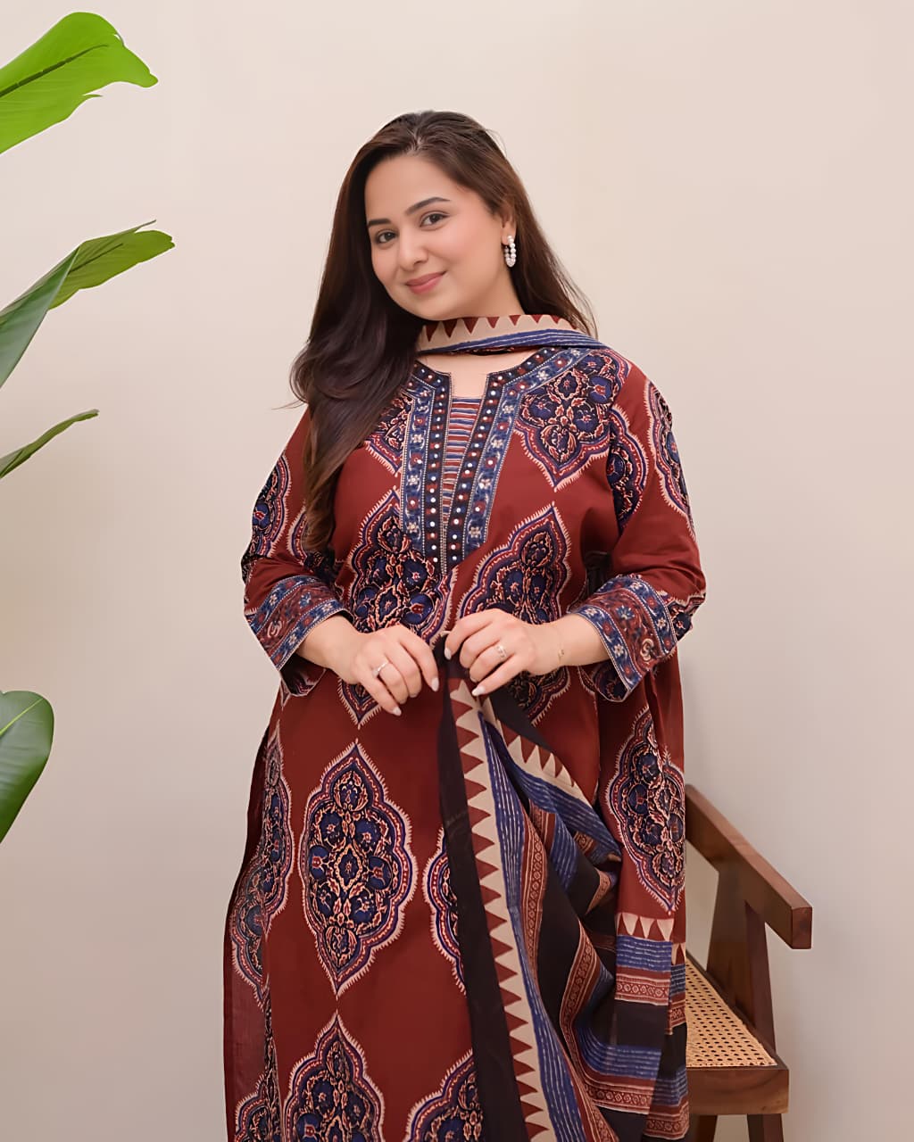 Traditional Printed Kurta Set for Women with Designer Dupatta(SWSK38)