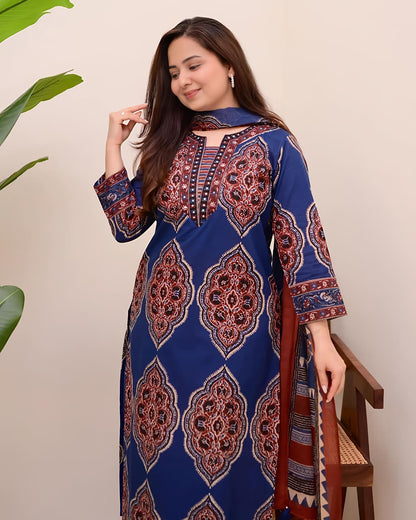 Traditional Printed Kurta Set for Women with Designer Dupatta(SWSK38)