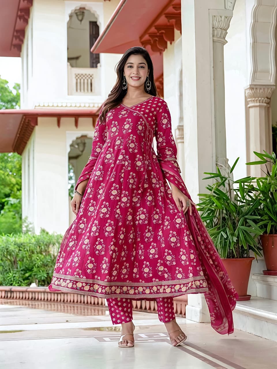 Women Ethnic Printed Kurta Set with Dupatta – Festive & Wedding Wear(SWSK39)