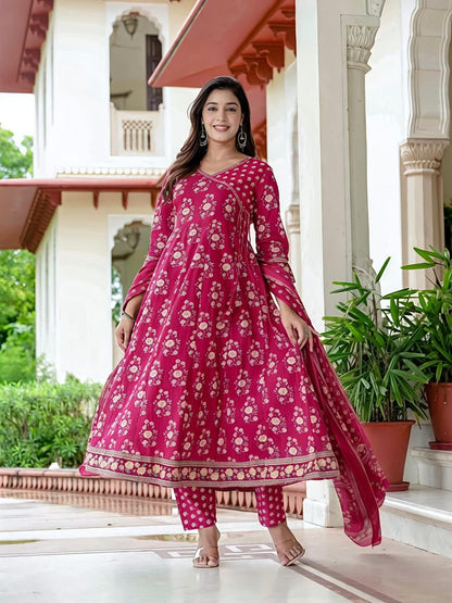 Women Ethnic Printed Kurta Set with Dupatta – Festive & Wedding Wear(SWSK39)