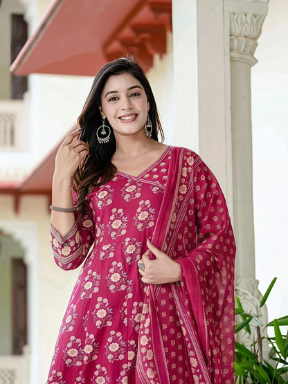 Women Ethnic Printed Kurta Set with Dupatta – Festive & Wedding Wear(SWSK39)