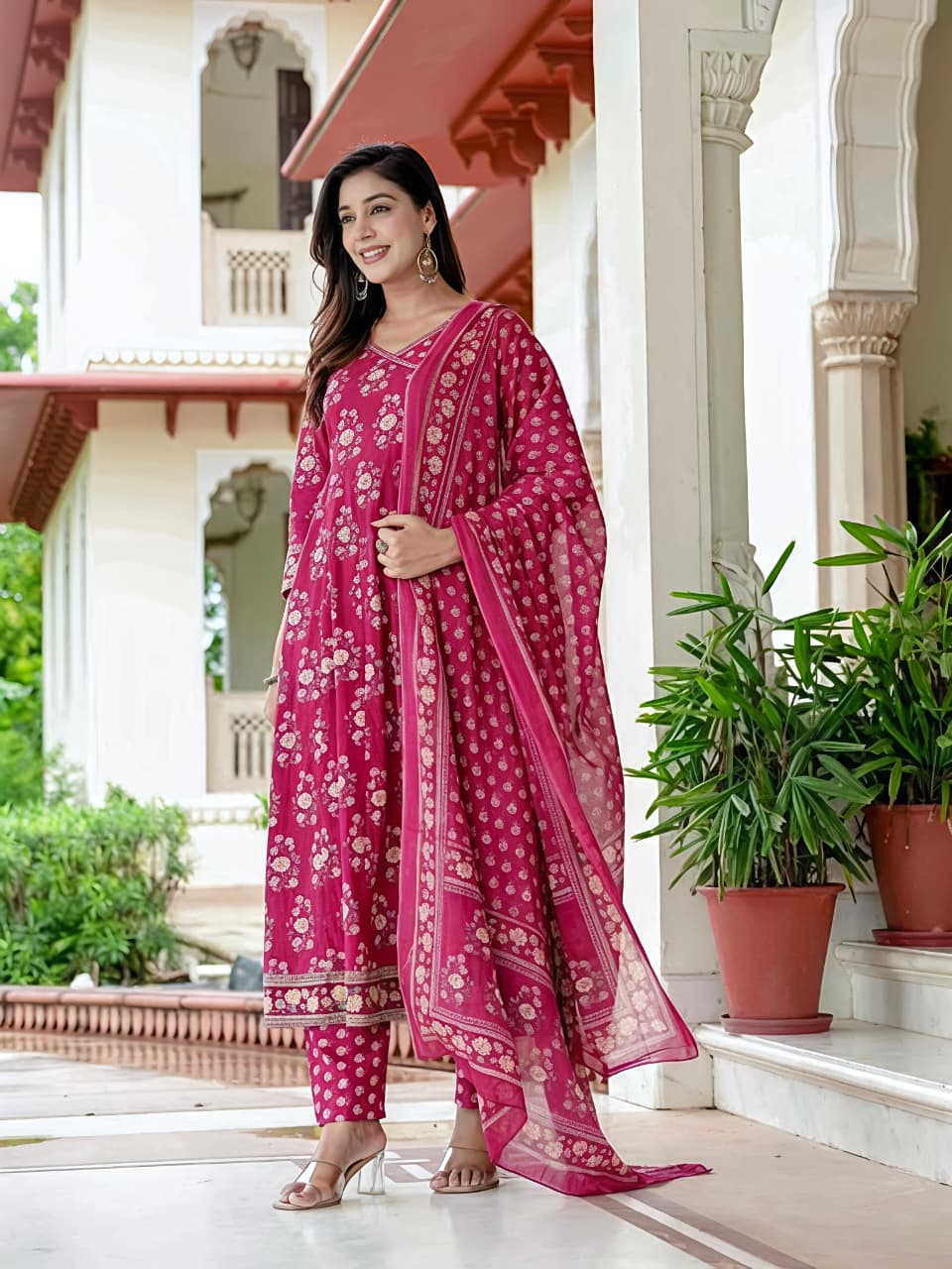 Women Ethnic Printed Kurta Set with Dupatta – Festive & Wedding Wear(SWSK39)