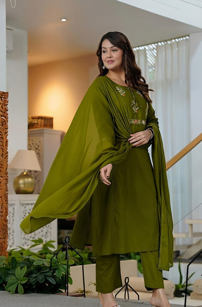 🌹🌹 fine Cotton fabric with beautiful embroidery on neck, sleeves, Kurti with plazo with one side pocket on pant🌹🌹(SWSK59)