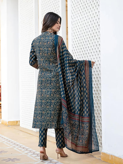 fine taj cotton 60 60 fabric with beautiful printed Kurti with plazo with one side pocket on pant(SWSK60)