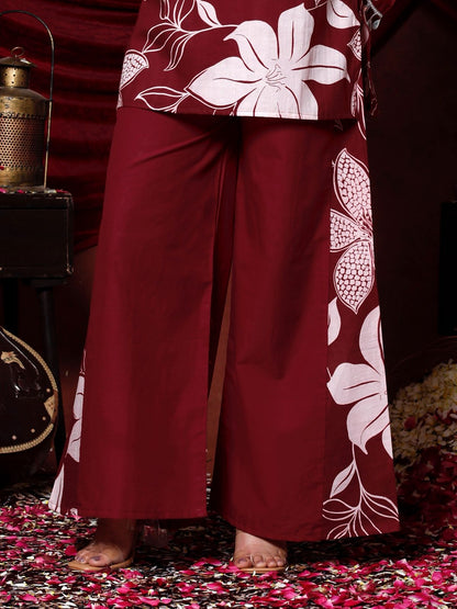 💕💕Adorn Yourself in Festive Elegance with this Stunning Maroon Floral Coord Set🌸🌸 (RRRD37)
