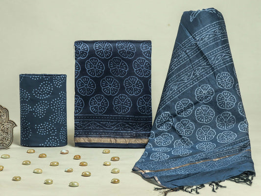 EXCLUSIVE COLLECTION : HAND BLOCK PRINT CHANDERI SILK SUIT SET 30