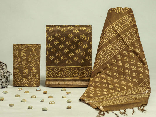 EXCLUSIVE COLLECTION : HAND BLOCK PRINT CHANDERI SILK SUIT SET 31