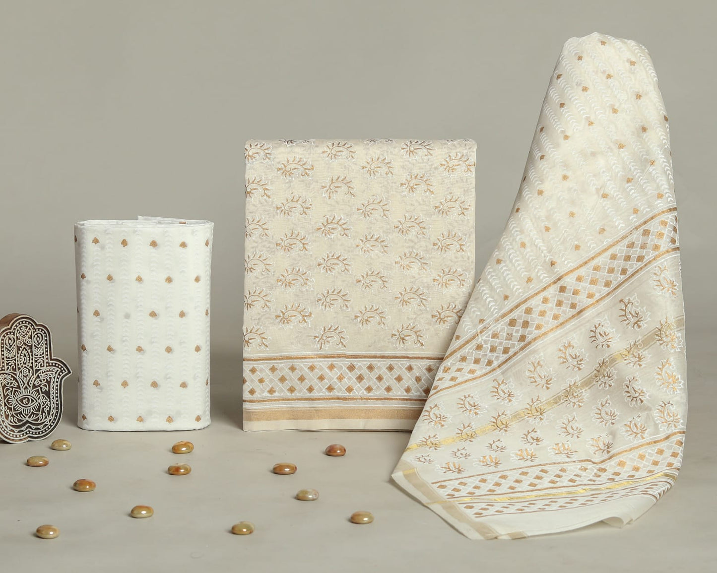 ELEGANT HAND BLOCK PRINT CHANDERI SILK SUIT SET 39